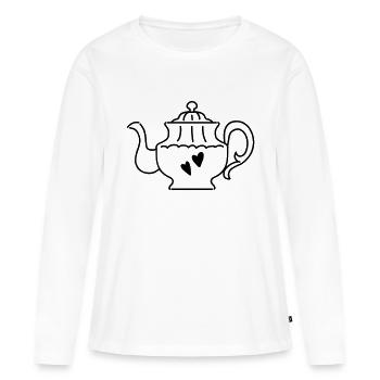 Théière super fantaisie - T-shirt manches longues Premium bio Femme - blanc - Devant - Julia (174cm)