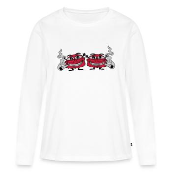 2 monstres fumant du chanvre - T-shirt manches longues Premium bio Femme - blanc - Devant - Julia (174cm)