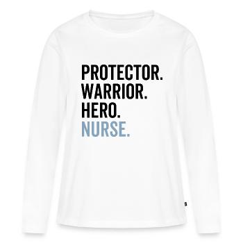 Protecteur Guerrier Héros Infirmière - T-shirt manches longues Premium bio Femme - blanc - Devant - Julia (174cm)