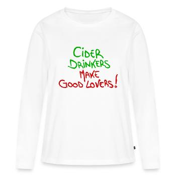 Les buveurs de cidre font de bons amants Apfelwein Cidre - T-shirt manches longues Premium bio Femme - blanc - Devant - Julia (174cm)