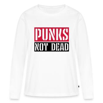 punks not dead quote - Women's Premium Organic Long Sleeve Shirt - white - Front - Julia (174cm)