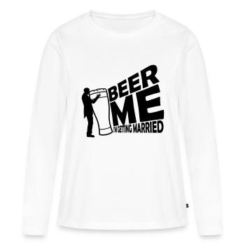 Beer Me Me marier - T-shirt manches longues Premium bio Femme - blanc - Devant - Julia (174cm)