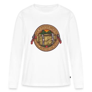 Abenteuer erwartet Fahrradbar und Berg - Frauen Premium Bio Langarmshirt - Weiß - Vorne - Julia (174cm)