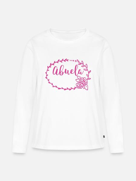Abuela Oma Kranz Geschenk - Frauen Premium Bio Langarmshirt - Weiß