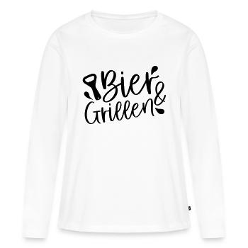 Bier und Grillen - Frauen Premium Bio Langarmshirt - Weiß - Vorne - Julia (174cm)