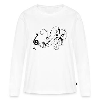 Notes de musique - T-shirt manches longues Premium bio Femme - blanc - Devant - Julia (174cm)
