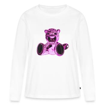 Creepy Teddy Pink - Frauen Premium Bio Langarmshirt - Weiß - Vorne - Julia (174cm)