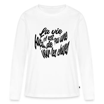 La vie - T-shirt manches longues Premium bio Femme - blanc - Devant - Julia (174cm)