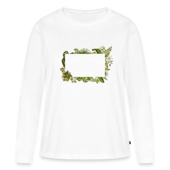 Aquarell Laub Rahmen - Frauen Premium Bio Langarmshirt - Weiß - Vorne - Julia (174cm)