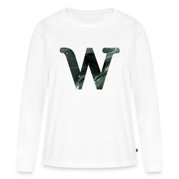 Lettre w marbré vert - T-shirt manches longues Premium bio Femme - blanc - Devant - Julia (174cm)