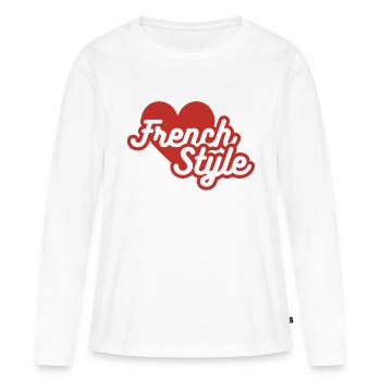 Le style français - T-shirt manches longues Premium bio Femme - blanc - Devant - Julia (174cm)