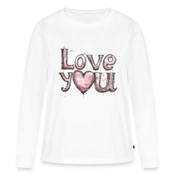 Love you - T-shirt manches longues Premium bio Femme - blanc - Devant - Julia (174cm)