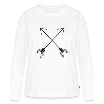 Flèches - T-shirt manches longues Premium bio Femme - blanc - Devant - Julia (174cm)