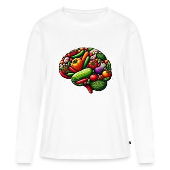 Brain Food - Women's Premium Organic Long Sleeve Shirt - white - Front - Julia (174cm)