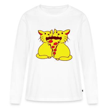 2 Chats Nourriture Salami Pizza Restauration rapide Hunger Team - T-shirt manches longues Premium bio Femme - blanc - Devant - Julia (174cm)