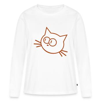 Neugierige Katze Guckt Lustig Ulkig Albern Komisch - Frauen Premium Bio Langarmshirt - Weiß - Vorne - Julia (174cm)