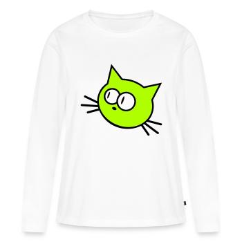Neugierige Katze Guckt Lustig Ulkig Albern Komisch - Frauen Premium Bio Langarmshirt - Weiß - Vorne - Julia (174cm)