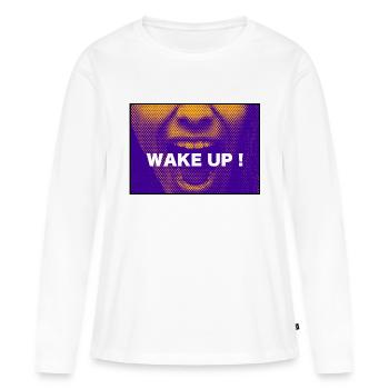 Message - Wake Up - T-shirt manches longues Premium bio Femme - blanc - Devant - Julia (174cm)