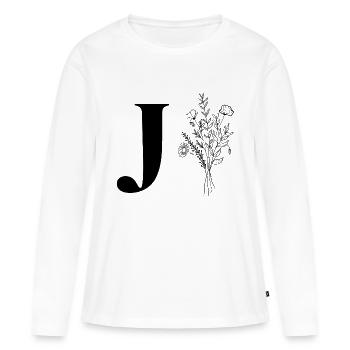 Minimalistische Blumen - Frauen Premium Bio Langarmshirt - Weiß - Vorne - Julia (174cm)