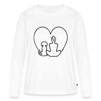 Harmony Chien Coeur Animaux de compagnie - T-shirt manches longues Premium bio Femme - blanc - Devant - Julia (174cm)