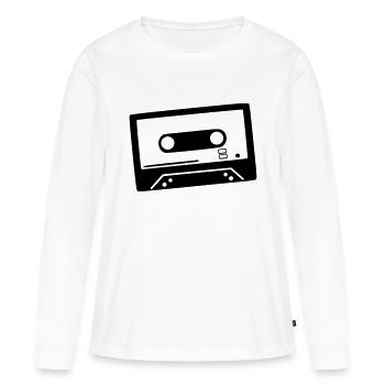 Kassette - Tape - Frauen Premium Bio Langarmshirt - Weiß - Vorne - Julia (174cm)