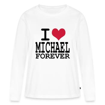 j'aime michael toujours - T-shirt manches longues Premium bio Femme - blanc - Devant - Julia (174cm)