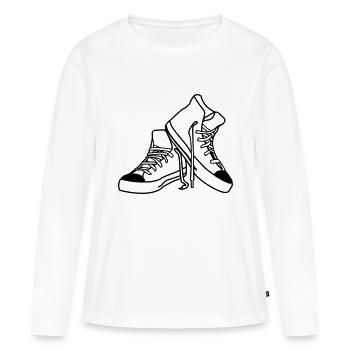 chaussures fraîches - T-shirt manches longues Premium bio Femme - blanc - Devant - Julia (174cm)