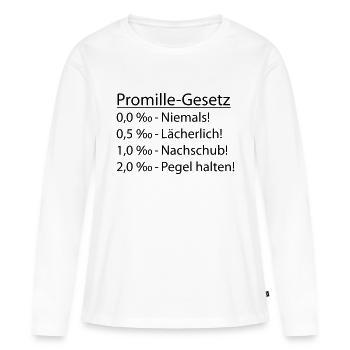 Promille Gesetz Alkohol Party - Frauen Premium Bio Langarmshirt - Weiß - Vorne - Julia (174cm)