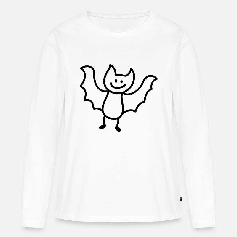 Fledermaus - Line - Frauen Premium Bio Langarmshirt - Weiß