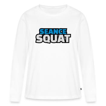séance squat - T-shirt manches longues Premium bio Femme - blanc - Devant - Julia (174cm)