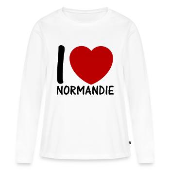 i love normandie 2c - T-shirt manches longues Premium bio Femme - blanc - Devant - Julia (174cm)
