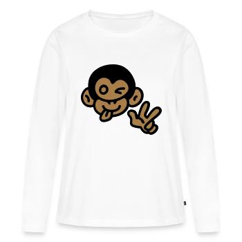 Singe frais - T-shirt manches longues Premium bio Femme - blanc - Devant - Julia (174cm)