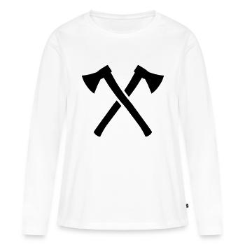 Axes croisés - T-shirt manches longues Premium bio Femme - blanc - Devant - Julia (174cm)