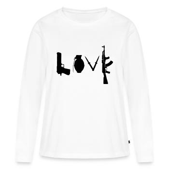 Love / Waffen Design - Frauen Premium Bio Langarmshirt - Weiß - Vorne - Julia (174cm)