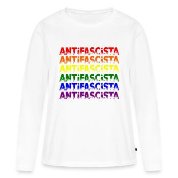 Antifascista -- Pride - T-shirt manches longues Premium bio Femme - blanc - Devant - Julia (174cm)