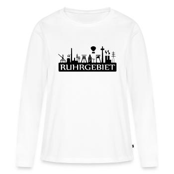Skyline Ruhr par RuhrPottClothing - T-shirt manches longues Premium bio Femme - blanc - Devant - Julia (174cm)