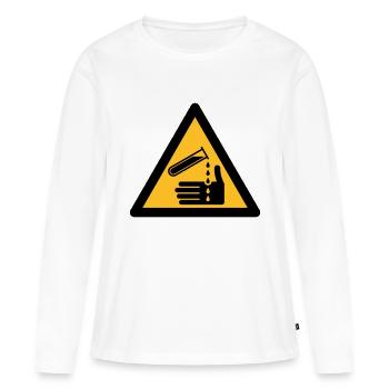 Hazard Symbol - Corrosive (2-color) - Women's Premium Organic Long Sleeve Shirt - white - Front - Julia (174cm)