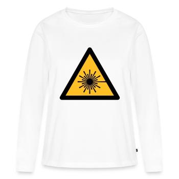 Symbole de danger - lumière laser (2 couleurs) - T-shirt manches longues Premium bio Femme - blanc - Devant - Julia (174cm)