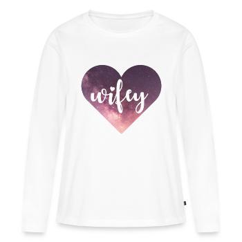 Wifey Galaxy Heart - T-shirt manches longues Premium bio Femme - blanc - Devant - Julia (174cm)