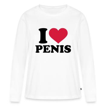 I love Penis - T-shirt manches longues Premium bio Femme - blanc - Devant - Julia (174cm)