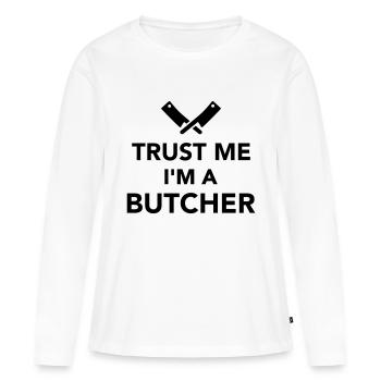 Fleischer - Frauen Premium Bio Langarmshirt - Weiß - Vorne - Julia (174cm)