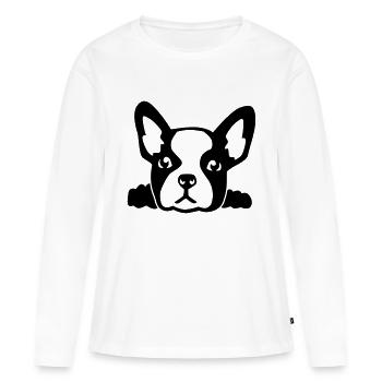 Bouledogue - T-shirt manches longues Premium bio Femme - blanc - Devant - Julia (174cm)