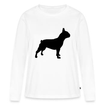 Bouledogue - T-shirt manches longues Premium bio Femme - blanc - Devant - Julia (174cm)