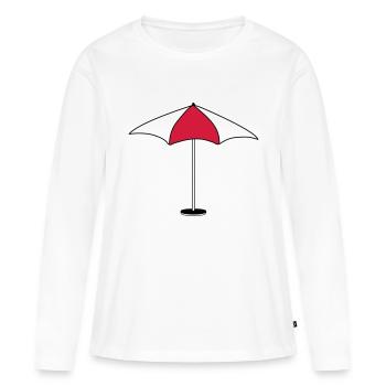 parasol parasol protection soleil plage mer - T-shirt manches longues Premium bio Femme - blanc - Devant - Julia (174cm)