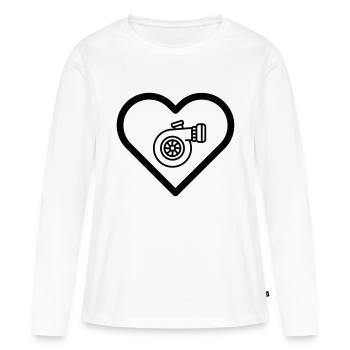 Turbocompresseur coeur turbo moteur tuner tuner motif - T-shirt manches longues Premium bio Femme - blanc - Devant - Julia (174cm)