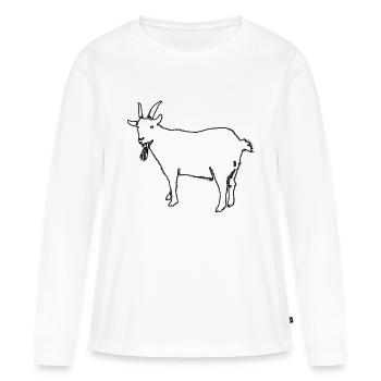 Contour de chèvre - T-shirt manches longues Premium bio Femme - blanc - Devant - Julia (174cm)