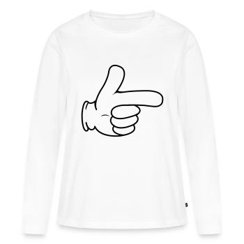 Hand index finger - Women's Premium Organic Long Sleeve Shirt - white - Front - Julia (174cm)