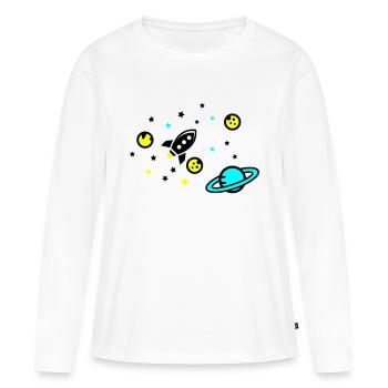 Univers - T-shirt manches longues Premium bio Femme - blanc - Devant - Julia (174cm)