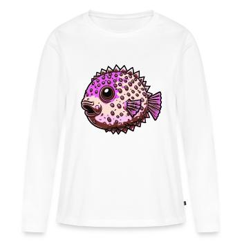 Le poisson-globe toxique et gonflé est défensif - T-shirt manches longues Premium bio Femme - blanc - Devant - Julia (174cm)