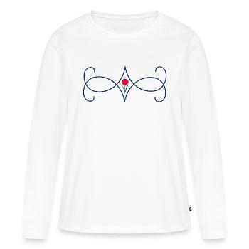 fleur de tulipe avec élément tourbillons - T-shirt manches longues Premium bio Femme - blanc - Devant - Julia (174cm)